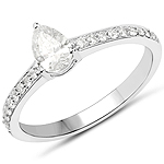 0.67 ctw. Genuine White Diamond Bridge Ring in 14K White Gold