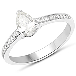 0.69 ctw. Genuine White Diamond Bridge Ring in 14K White Gold