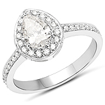 1.03 ctw. Genuine White Diamond Halo Ring in 14K White Gold