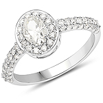 1.26 ctw. Genuine White Diamond Halo Ring in 14K White Gold