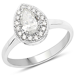 0.70 ctw. Genuine White Diamond Halo Ring in 14K White Gold