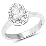 0.64 ctw. Genuine White Diamond Halo Ring in 14K White Gold