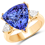 QR23665TANWD-18KY 8.78 ctw. Genuine Tanzanite and 0.46 ctw. White Diamond Bold Ring in 18K Yellow Gold