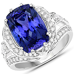 QR23676TANWD-18KW 8.71 ctw. Genuine Tanzanite and 0.99 ctw. White Diamond Cocktail Ring in 18K White Gold