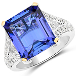 QR23696TANWD-18KW 10.71 ctw. Genuine Tanzanite and 0.66 ctw. White Diamond Bridge Ring in 18K White Gold