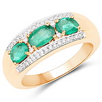 QR23891ZEWD-EH-14KY Oval 0.44 ctw Zambian Emerald Ring in 14K Yellow Gold