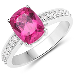 1.94 ctw. Genuine Rubellite and 0.33 ctw. White Diamond Bridge Ring in 14K White Gold