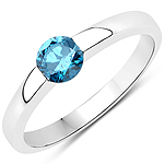 QR24086BLD50-14KW 0.50 ctw. Genuine Blue Diamond Solitaire Ring in 14K White Gold