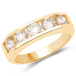QR24189TTLB150-14KY 1.50 ctw. Genuine Champagne Diamond 5-Stone Ring in 14K Yellow Gold