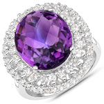 8.41 ct. tw. Amethyst and White Topaz Ring in Sterling Silver