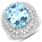 10.06 ctw Blue Topaz Ring in .925 Sterling Silver