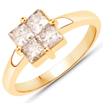 QR24691TTLB-14KY 0.50 ctw. Genuine Champagne Diamond Statement Ring in 14K Yellow Gold