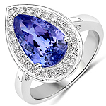 QR24794TANWD-14KW 3.58 ctw. Genuine Tanzanite and 0.32 ctw. White Diamond Cocktail Ring in 14K White Gold