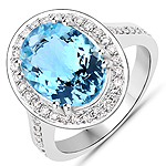 QR24795AQWD-14KW 3.80 ctw. Genuine Aquamarine and 0.44 ctw. White Diamond Cocktail Ring in 14K White Gold