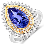 QR24831TANWD-14KW 3.30 ctw. Genuine Tanzanite and 0.60 ctw. White Diamond Cocktail Ring in 14K White Gold