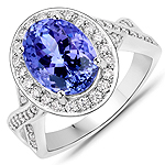 QR24835TANWD-14KW 4.32 ctw. Genuine Tanzanite and 0.50 ctw. White Diamond Crossover Ring in 14K White Gold