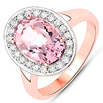 QR24839MGWD-14KR 2.41 ctw. Genuine Morganite and 0.31 ctw. White Diamond Halo Ring in 14K Rose Gold