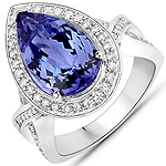 QR24864TANWD-14KW 5.43 ctw. Genuine Tanzanite and 0.46 ctw. White Diamond Crossover Ring in 14K White Gold