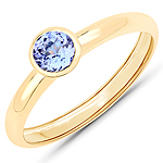 QR24987TAN-14KY 0.45 ctw. Genuine Tanzanite Solitaire Ring in 14K Yellow Gold