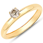 QR25028TTLB25-14KY 0.25 ctw. Genuine Champagne Diamond Solitaire Ring in 14K Yellow Gold