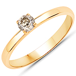 QR25029TTLB25-14KY 0.25 ctw. Genuine Champagne Diamond Solitaire Ring in 14K Yellow Gold