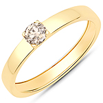 QR25046TTLB25-14KY 0.25 ctw. Genuine Champagne Diamond Solitaire Ring in 14K Yellow Gold