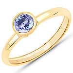 QR25066TAN-14KY 0.45 ctw. Genuine Tanzanite Solitaire Ring in 14K Yellow Gold