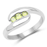 0.24 ctw Genuine Peridot Rhodium Plated Ring in .925 Sterling Silver