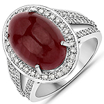 QR25639RWD-14KW 10.50 ctw. Genuine Ruby and 0.64 ctw. White Diamond Statement Ring in 14K White Gold