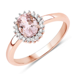 QR29296MGWD-14KR 14K Rose Gold 0.70 ctw Genuine Morganite Ring