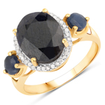 5.13 ct. tw. Dyed Sapphire, Blue Sapphire And White Diamond Halo Ring In Sterling Silver