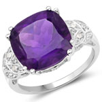Amethyst Rhodium Plated over .925 Sterling Silver Ring 5.71 ctw