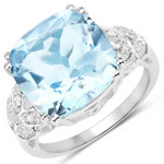 6.97 ct. tw. Genuine Blue Topaz And White Diamond Bridge Ring In Sterling Silver