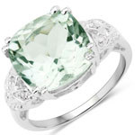 5.52 ct. tw. Genuine Green Amethyst And White Diamond Bridge Ring In Sterling Silver