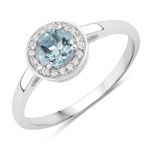 0.47 ct. tw. Aquamarine and Lab Grown Diamond Halo Ring in .925 Sterling Silver