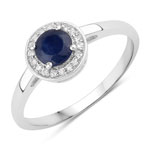 0.74 ct. tw. Blue Sapphire and Lab Grown Diamond Halo Ring in .925 Sterling Silver