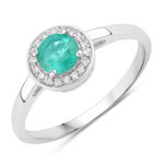 0.51 ct. tw. Zambian Emerald and Lab Grown Diamond Halo Ring in .925 Sterling Silver