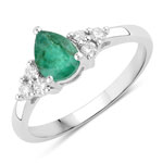 0.86 ct. tw. Zambian Emerald and Lab Grown Diamond Cocktail Ring in .925 Sterling Silver