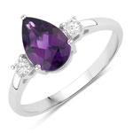 1.27 ct. tw. Amethyst and Lab Grown Diamond 3 Stone Ring in .925 Sterling Silver