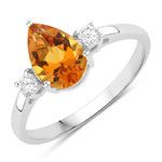 1.17 ct. tw. Madeira Citrine and Lab Grown Diamond 3 Stone Ring in .925 Sterling Silver