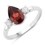 1.42 ct. tw. Mozambique Garnet and Lab Grown Diamond 3 Stone Ring in .925 Sterling Silver