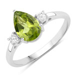 1.22 ct. tw. Peridot and Lab Grown Diamond 3 Stone Ring in .925 Sterling Silver