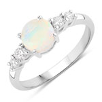 0.79 ct. tw. Ethiopian Opal and Lab Grown Diamond 5 Stone Ring in .925 Sterling Silver