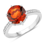 2.36 ct. tw. Madeira Citrine and Lab Grown Diamond Bridge Ring in .925 Sterling Silver