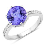 3.30 ct. tw. Tanzanite and White Diamond Bridge Ring in 14K White Gold