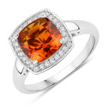 2.17 ct. tw. Madeira Citrine and Lab Grown Diamond Halo Ring in .925 Sterling Silver