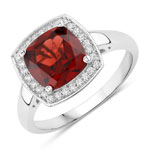 2.52 ct. tw. Mozambique Garnet and Lab Grown Diamond Halo Ring in .925 Sterling Silver