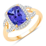 2.37 ct. tw. Tanzanite and White Diamond Halo Ring in 14K Yellow Gold