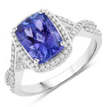 QR39145TANWD-14KW 3.34 ct. tw. Tanzanite and White Diamond Crossover Ring in 14K White Gold