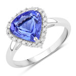 QR39148TANWD-14KW 2.60 ct. tw. Tanzanite and White Diamond Heart Shape Ring in 14K White Gold